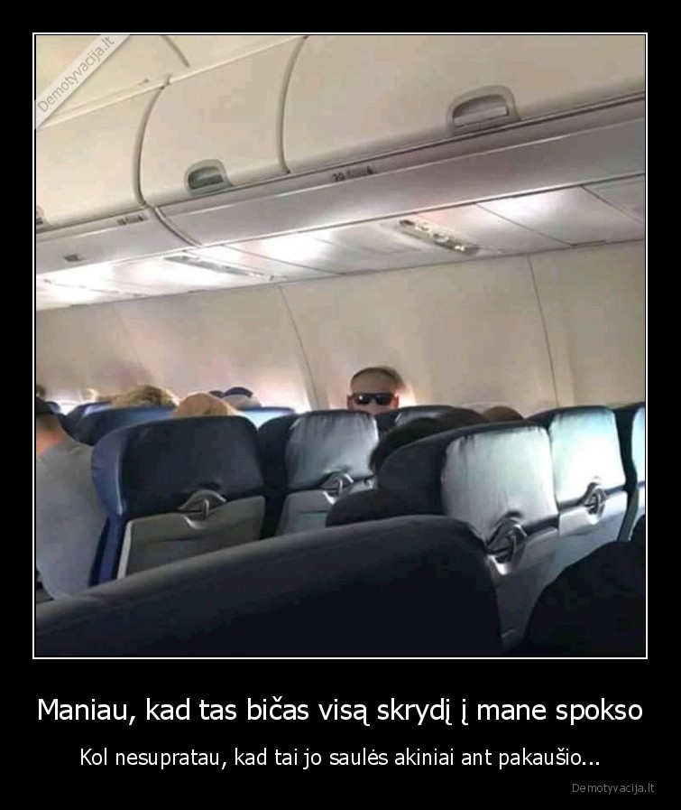 Maniau, kad tas bičas visą skrydį į mane spokso - Kol nesupratau, kad tai jo saulės akiniai ant pakaušio...