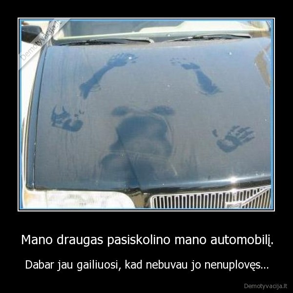 Mano draugas pasiskolino mano automobilį. - Dabar jau gailiuosi, kad nebuvau jo nenuplovęs...