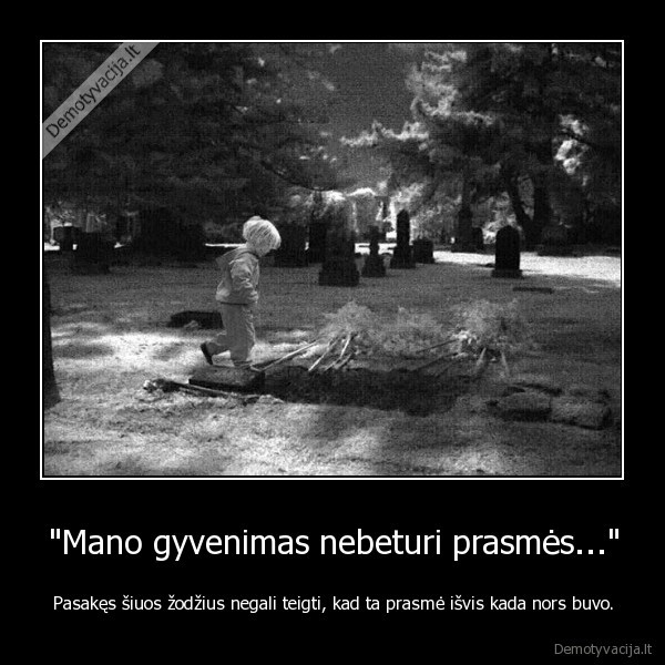 "Mano gyvenimas nebeturi prasmės..." - Pasakęs šiuos žodžius negali teigti, kad ta prasmė išvis kada nors buvo.