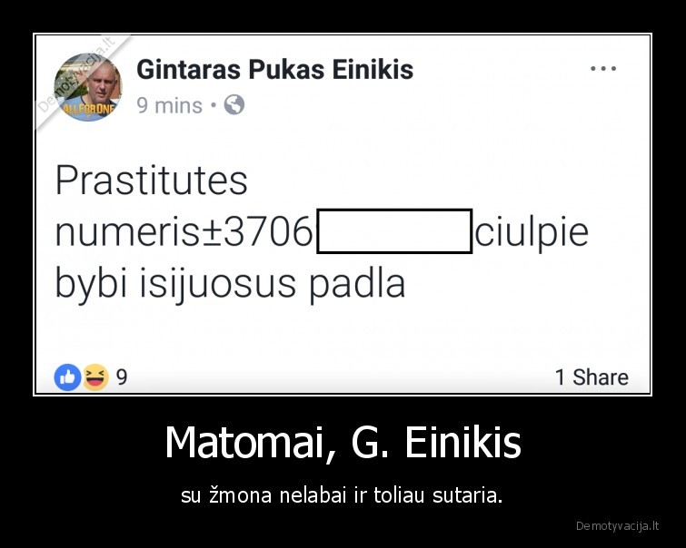 Matomai, G. Einikis - su žmona nelabai ir toliau sutaria.