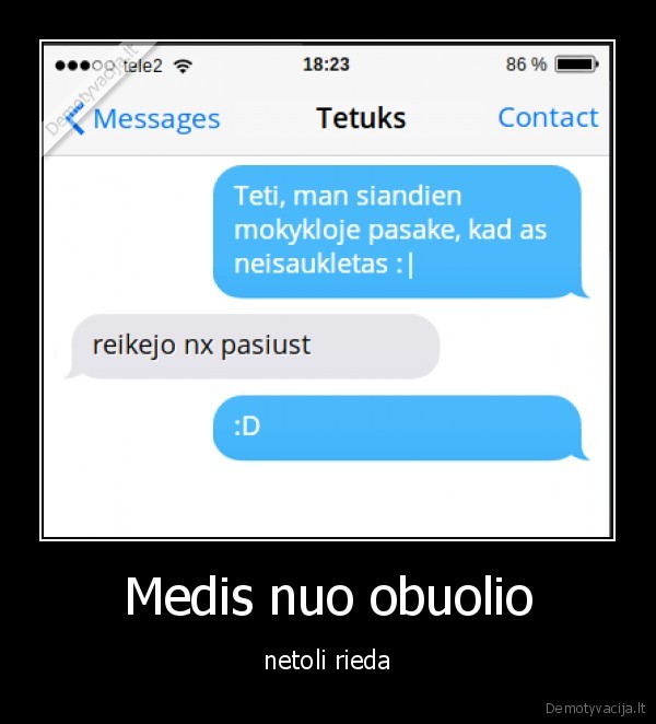 Medis nuo obuolio - netoli rieda