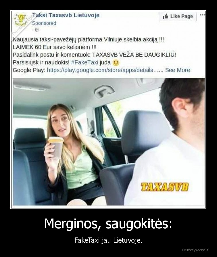 Merginos, saugokitės: - FakeTaxi jau Lietuvoje.