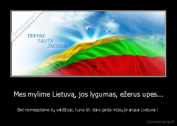 Mes mylime Lietuvą, jos lygumas, ežerus upes... - Bet nemėgstame tų valdžioje, kurie tik daro gėda mūsų brangiai Lietuvai !