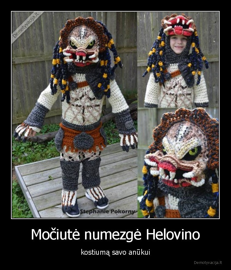 Močiutė numezgė Helovino - kostiumą savo anūkui