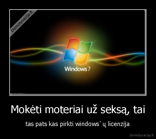 Mokėti moteriai už seksą, tai - tas pats kas pirkti windows`ų licenzija