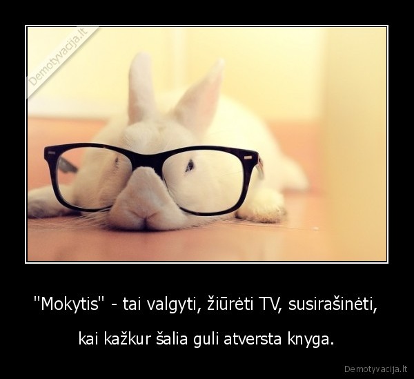 "Mokytis" - tai valgyti, žiūrėti TV, susirašinėti, - kai kažkur šalia guli atversta knyga.