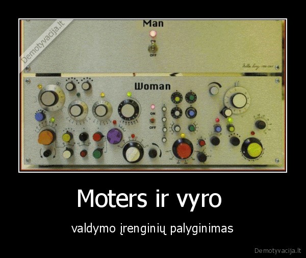 Moters ir vyro  - valdymo įrenginių palyginimas