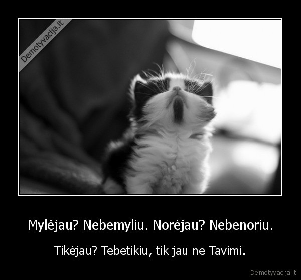 Mylėjau? Nebemyliu. Norėjau? Nebenoriu. - Tikėjau? Tebetikiu, tik jau ne Tavimi.