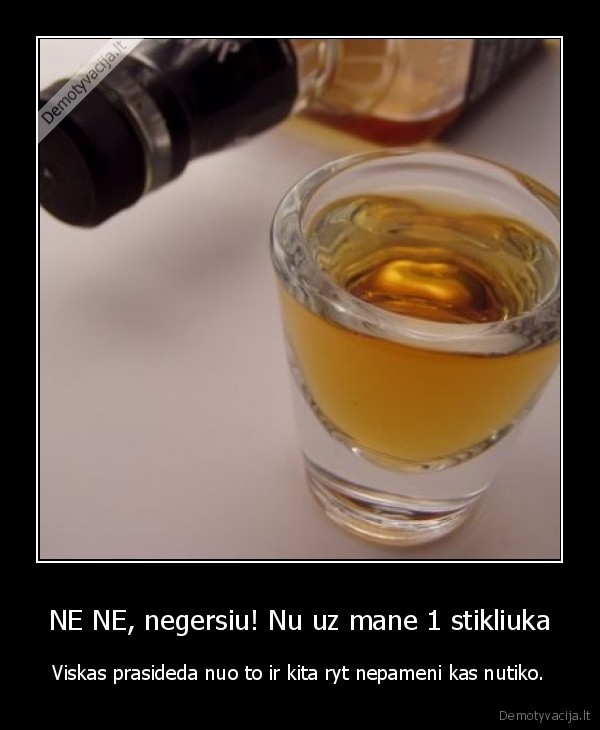 NE NE, negersiu! Nu uz mane 1 stikliuka - Viskas prasideda nuo to ir kita ryt nepameni kas nutiko.