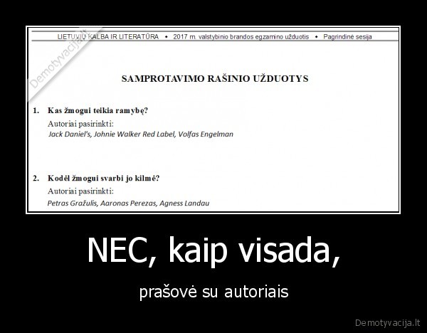 NEC, kaip visada, - prašovė su autoriais