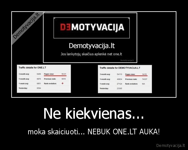 Ne kiekvienas... - moka skaiciuoti... NEBUK ONE.LT AUKA!