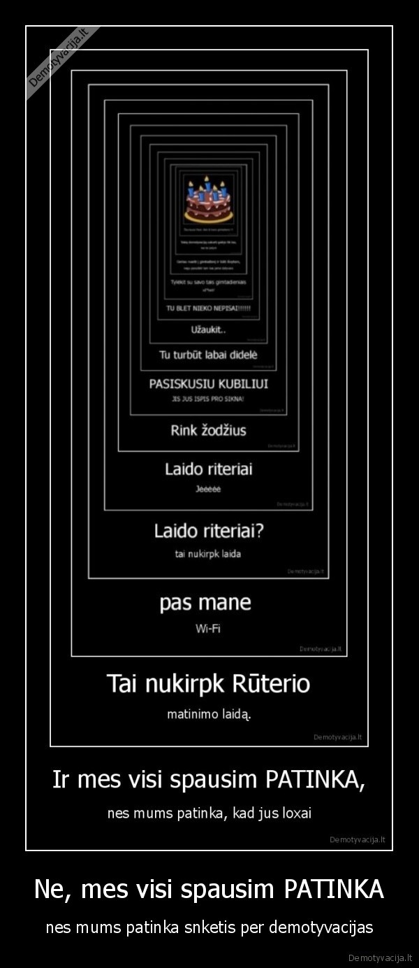 Ne, mes visi spausim PATINKA - nes mums patinka snketis per demotyvacijas