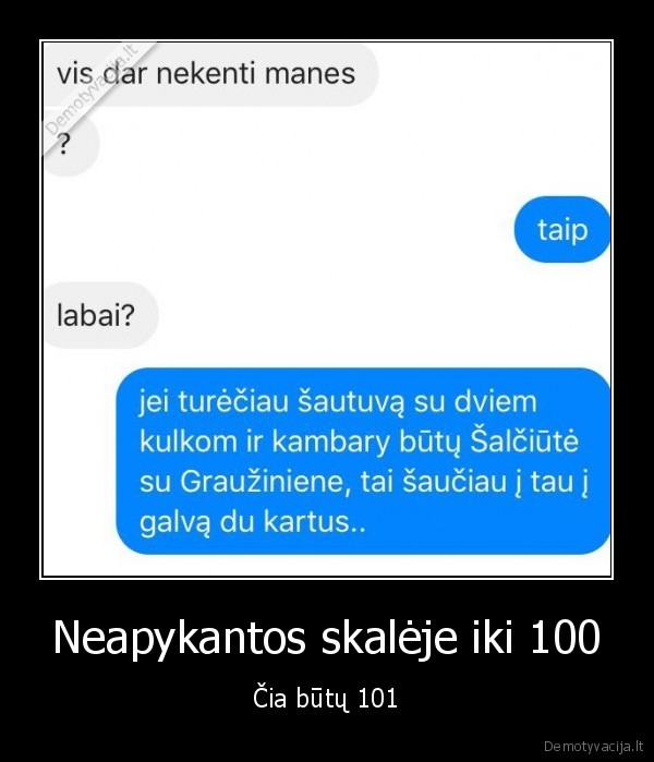 Neapykantos skalėje iki 100 - Čia būtų 101