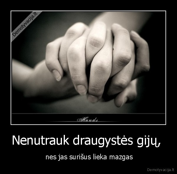 Nenutrauk draugystės gijų,  -  nes jas surišus lieka mazgas