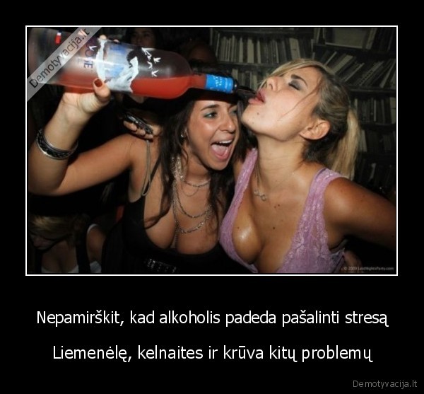 Nepamirškit, kad alkoholis padeda pašalinti stresą - Liemenėlę, kelnaites ir krūva kitų problemų