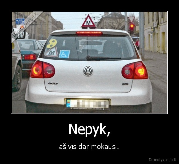 Nepyk, - aš vis dar mokausi.