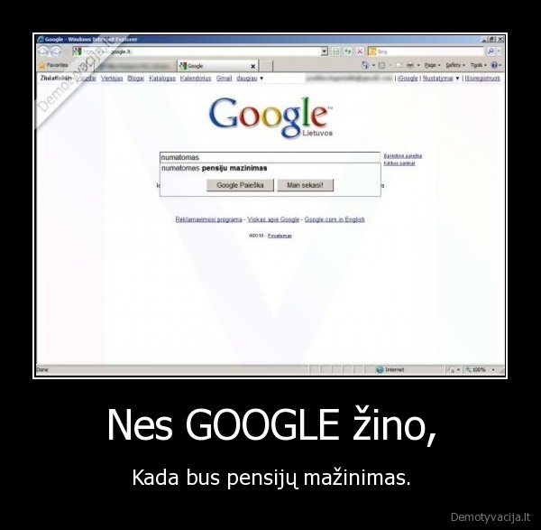 Nes GOOGLE žino, - Kada bus pensijų mažinimas.