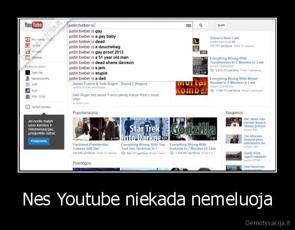 Nes Youtube niekada nemeluoja - 