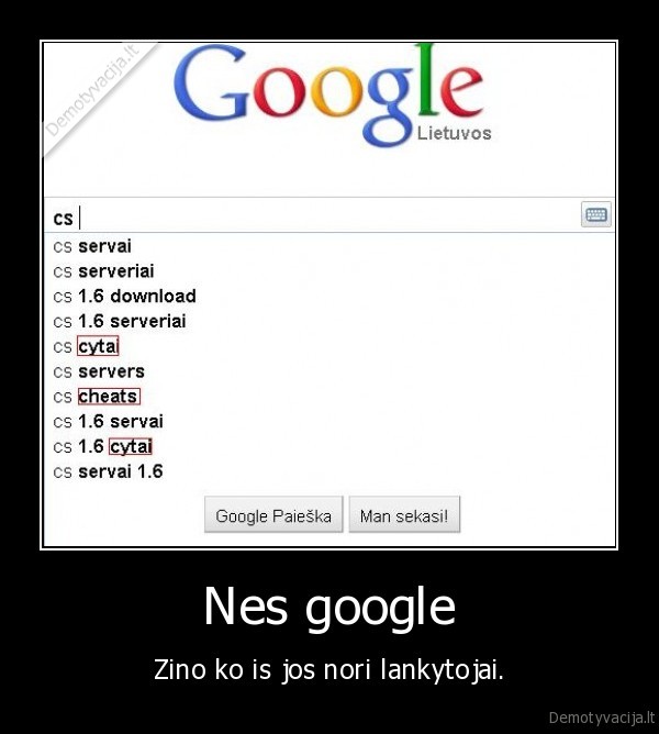 Nes google - Zino ko is jos nori lankytojai.