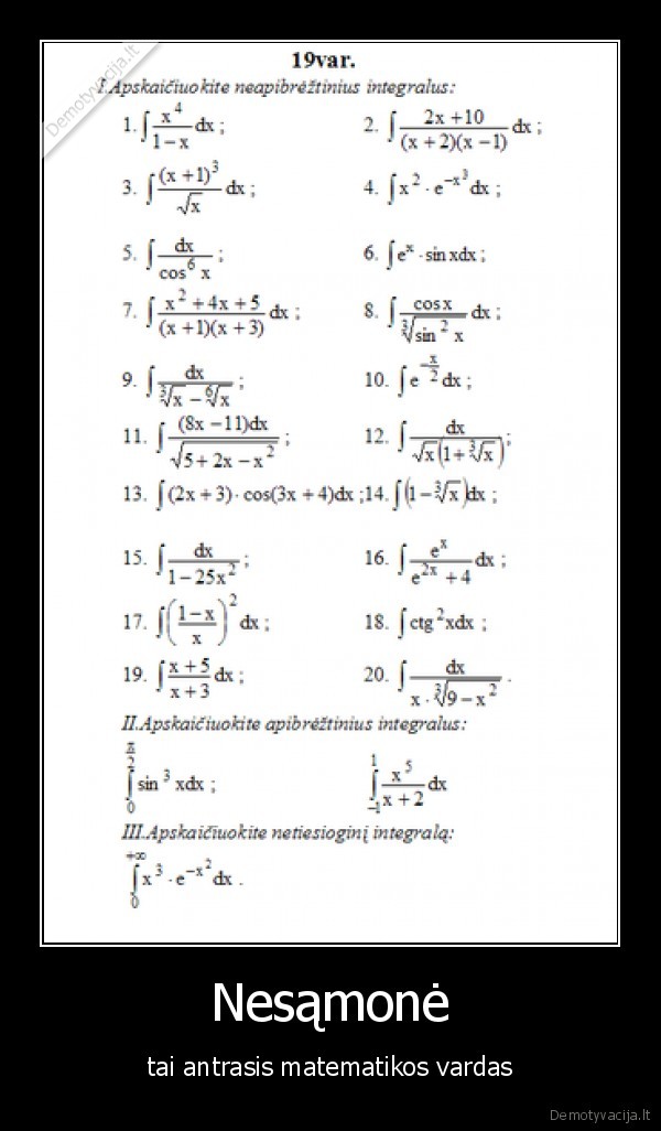 Nesąmonė - tai antrasis matematikos vardas