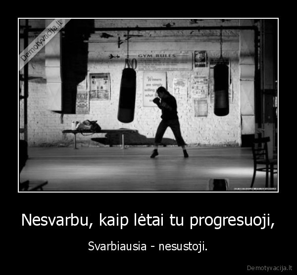 Nesvarbu, kaip lėtai tu progresuoji, - Svarbiausia - nesustoji.