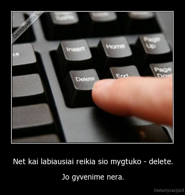 Net kai labiausiai reikia sio mygtuko - delete. - Jo gyvenime nera.