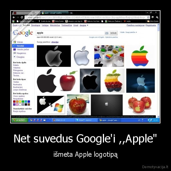 Net suvedus Google'i ,,Apple" - išmeta Apple logotipą