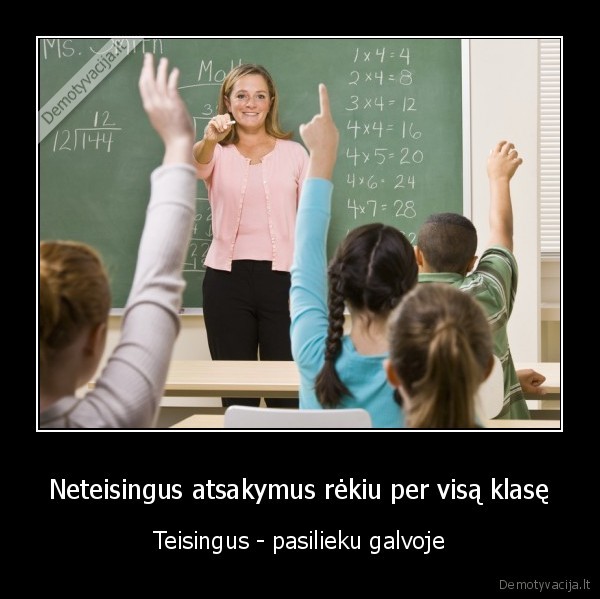 Neteisingus atsakymus rėkiu per visą klasę - Teisingus - pasilieku galvoje