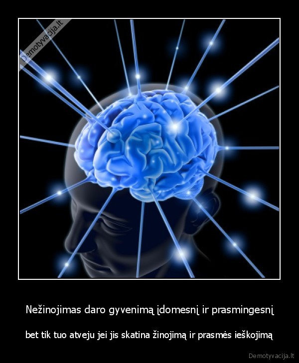 Nežinojimas daro gyvenimą įdomesnį ir prasmingesnį - bet tik tuo atveju jei jis skatina žinojimą ir prasmės ieškojimą