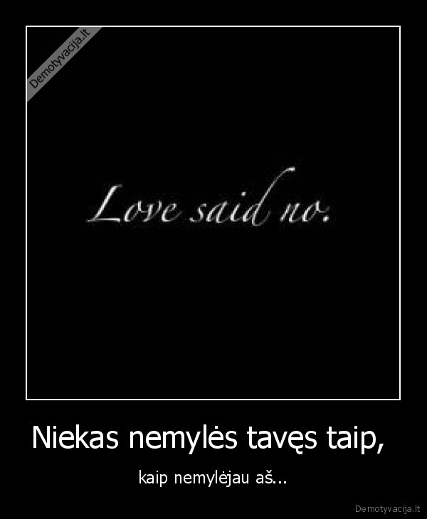 Niekas nemylės tavęs taip,  - kaip nemylėjau aš...