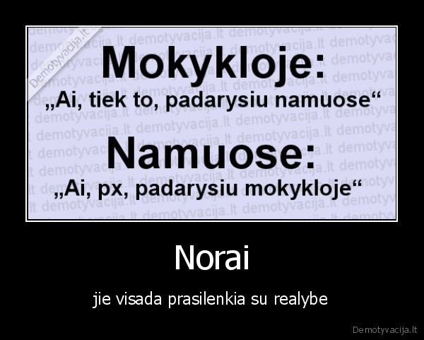 Norai - jie visada prasilenkia su realybe