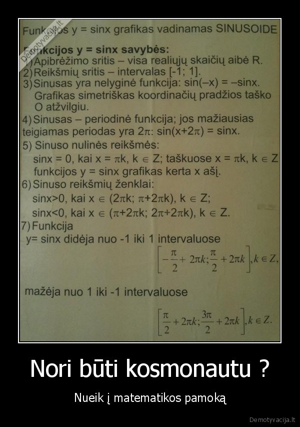 Nori būti kosmonautu ? - Nueik į matematikos pamoką