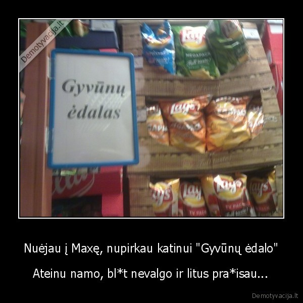 Nuėjau į Maxę, nupirkau katinui "Gyvūnų ėdalo" - Ateinu namo, bl*t nevalgo ir litus pra*isau...