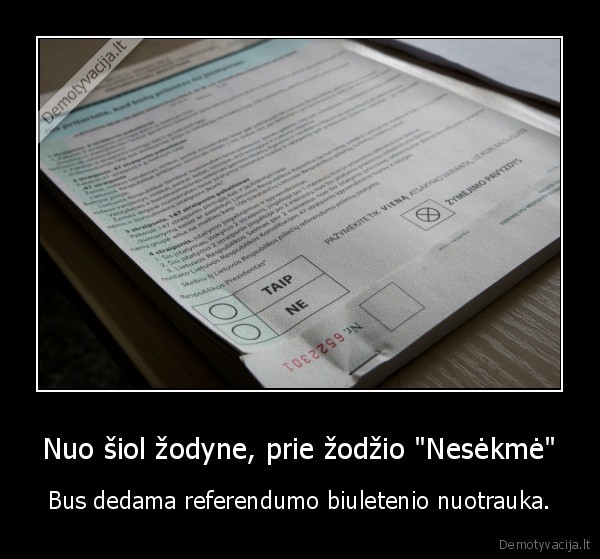 Nuo šiol žodyne, prie žodžio "Nesėkmė" - Bus dedama referendumo biuletenio nuotrauka.