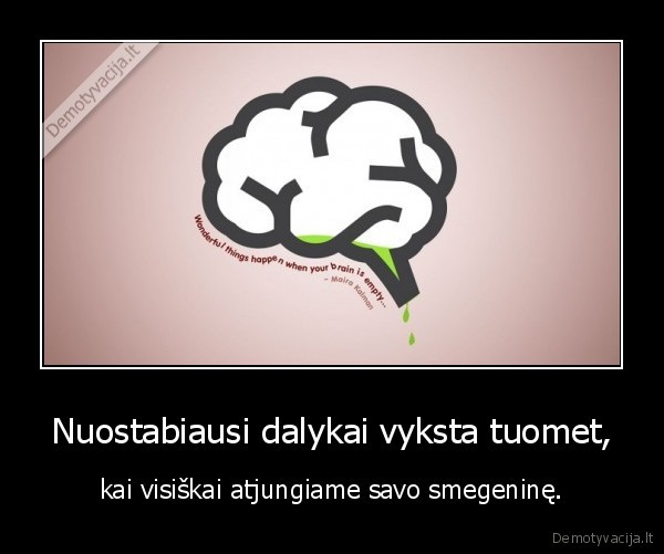 Nuostabiausi dalykai vyksta tuomet, - kai visiškai atjungiame savo smegeninę.