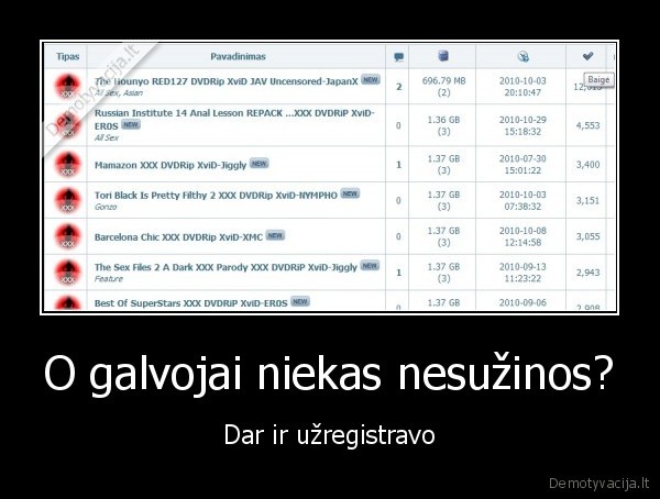 O galvojai niekas nesužinos? - Dar ir užregistravo