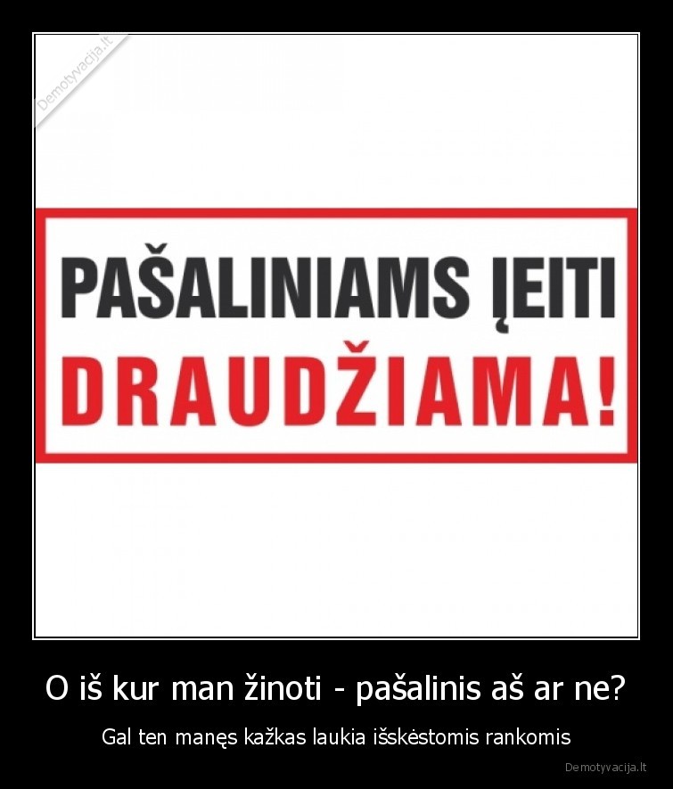 O iš kur man žinoti - pašalinis aš ar ne? - Gal ten manęs kažkas laukia išskėstomis rankomis