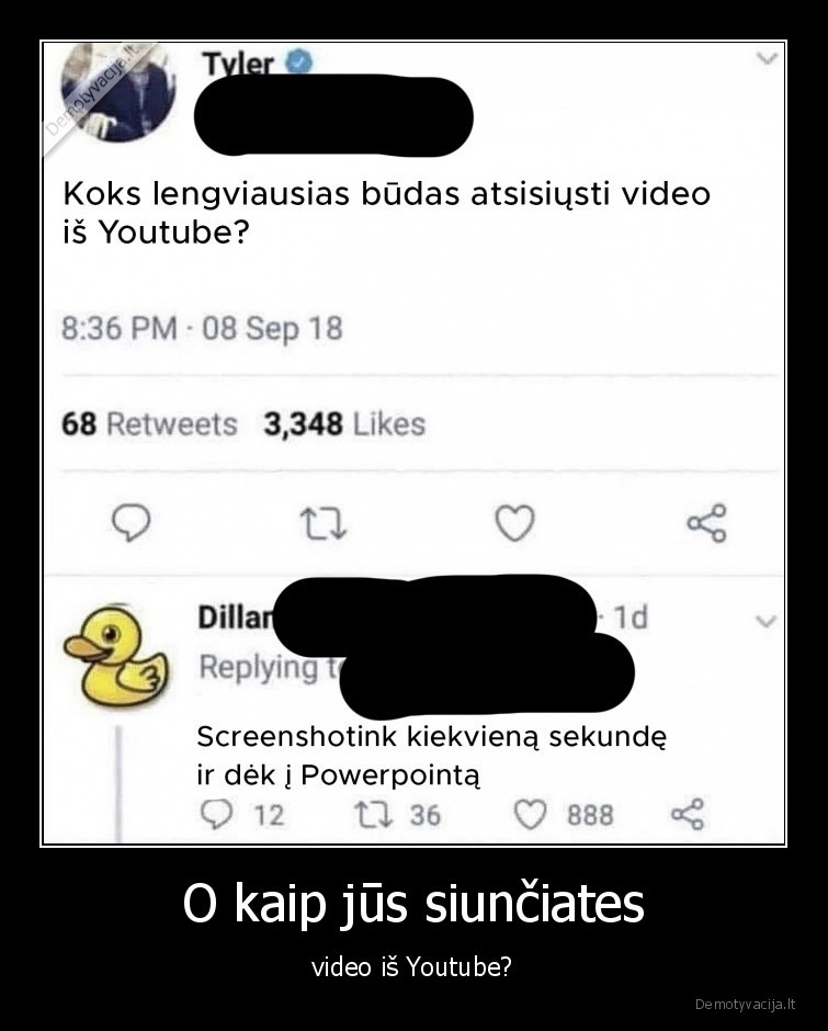 O kaip jūs siunčiates - video iš Youtube?