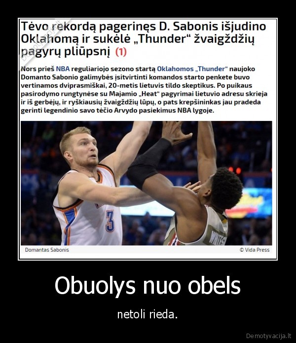 Obuolys nuo obels - netoli rieda.