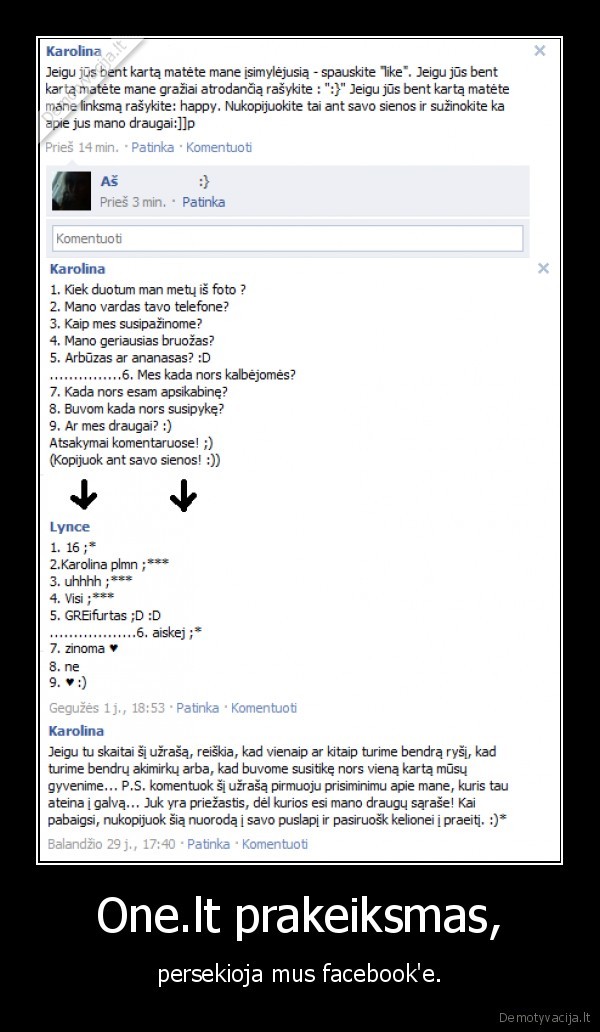 One.lt prakeiksmas, - persekioja mus facebook'e.