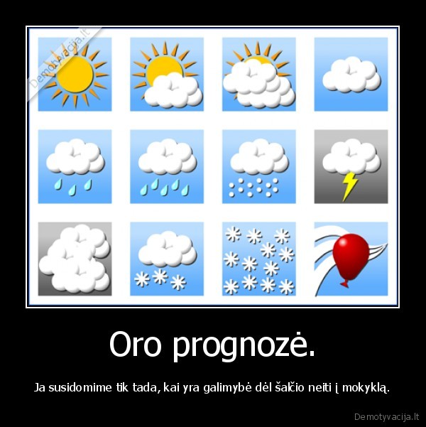 Oro prognozė. - Ja susidomime tik tada, kai yra galimybė dėl šalčio neiti į mokyklą.