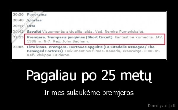 Pagaliau po 25 metų - Ir mes sulaukėme premjeros