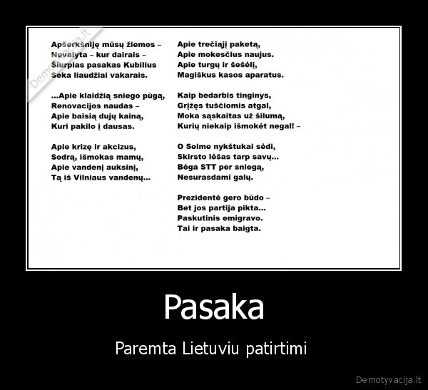 Pasaka - Paremta Lietuviu patirtimi 