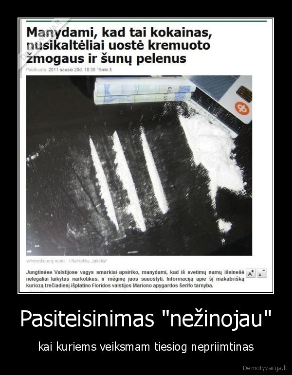 Pasiteisinimas "nežinojau" - kai kuriems veiksmam tiesiog nepriimtinas