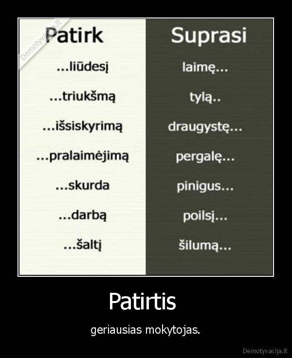 Patirtis  - geriausias mokytojas.