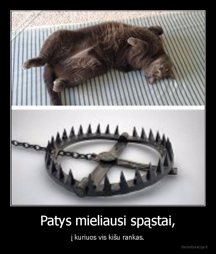 Patys mieliausi spąstai, - į kuriuos vis kišu rankas.