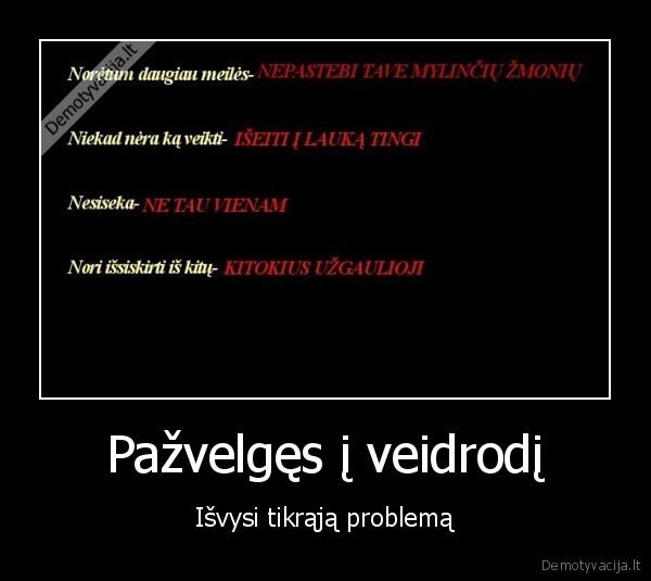 Pažvelgęs į veidrodį - Išvysi tikrąją problemą