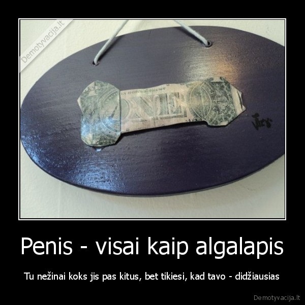 Penis - visai kaip algalapis - Tu nežinai koks jis pas kitus, bet tikiesi, kad tavo - didžiausias