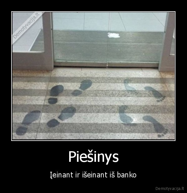 Piešinys - Įeinant ir išeinant iš banko