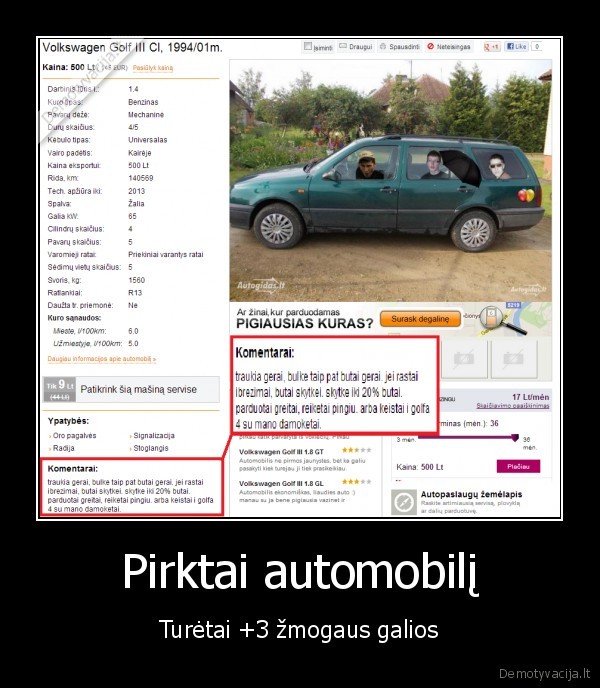 Pirktai automobilį - Turėtai +3 žmogaus galios